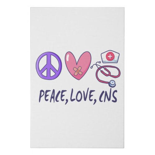 Peace Love CNS Nurse Faux Canvas Print