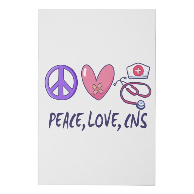 Peace Love CNS Nurse Faux Canvas Print (Front)
