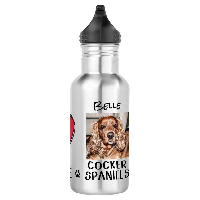 Peace Love Cocker Spaniels Dog Lovers Stainless Steel Water Bottle (Right)