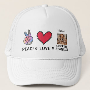 Peace Love Cocker Spaniels Dog Lovers Trucker Hat
