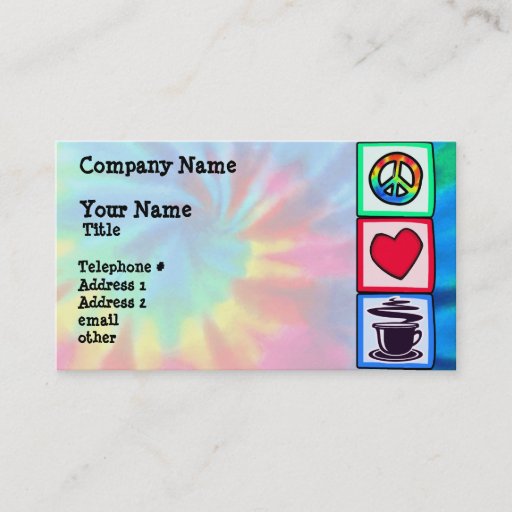Customizable Peace, Love, Coffee Business Card