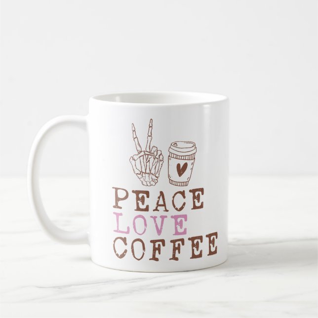Peace Love Coffee Coffee Mug (Left)