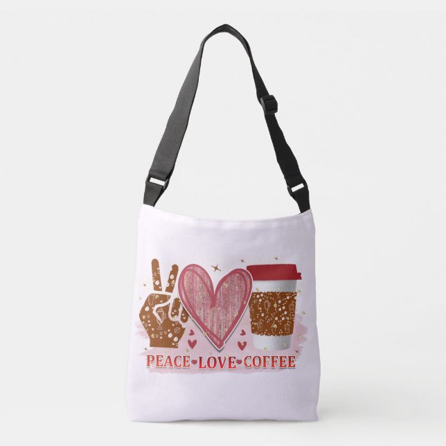 Peace Love Coffee Crossbody Bag (Front)