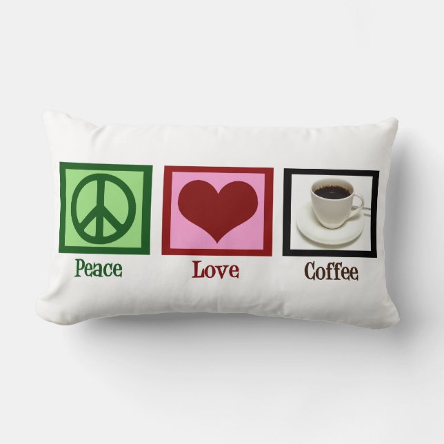 Peace Love Coffee Lumbar Pillow (Front)
