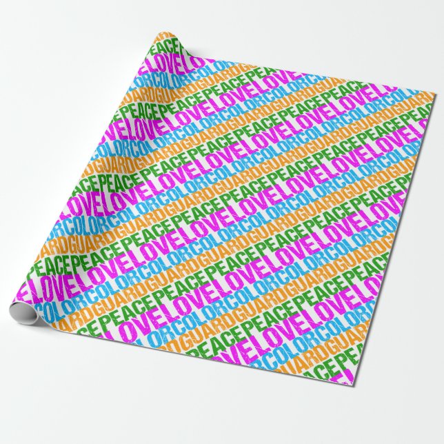 Peace Love Color Guard Wrapping Paper (Unrolled)