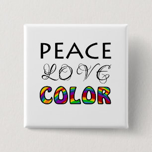 Peace Love Color Rainbow Design Button