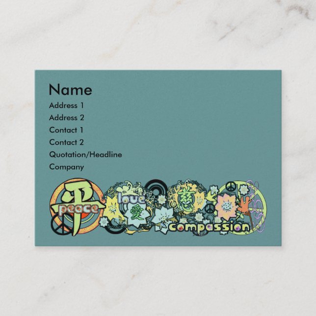 Peace Love Compassion Business Card (Front)