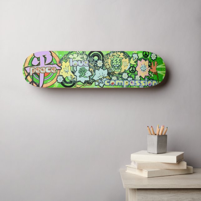 Peace-Love-Compassion-Kanji - - Skateboard (Wall Art (Horz))