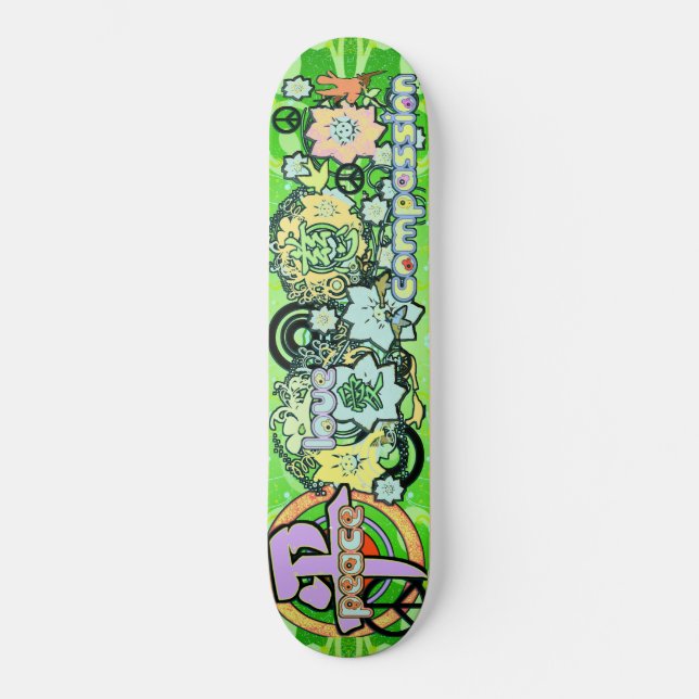 Peace-Love-Compassion-Kanji - Skateboard Deck (Front)