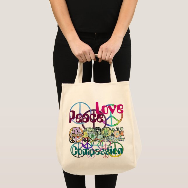 Peace Love Compassion Tote Bag (Front (Product))
