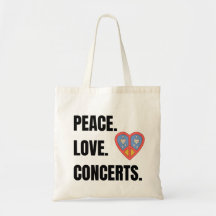 PEACE LOVE CONCERTS TOTE BAG