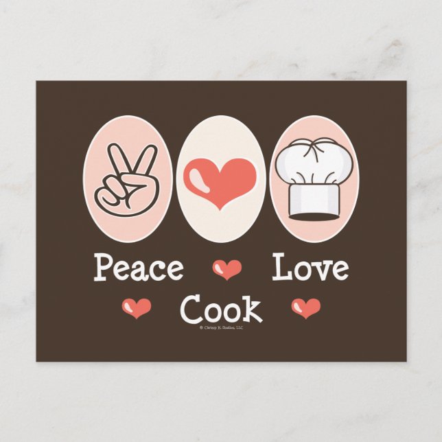 Peace Love Cook Postcard (Front)
