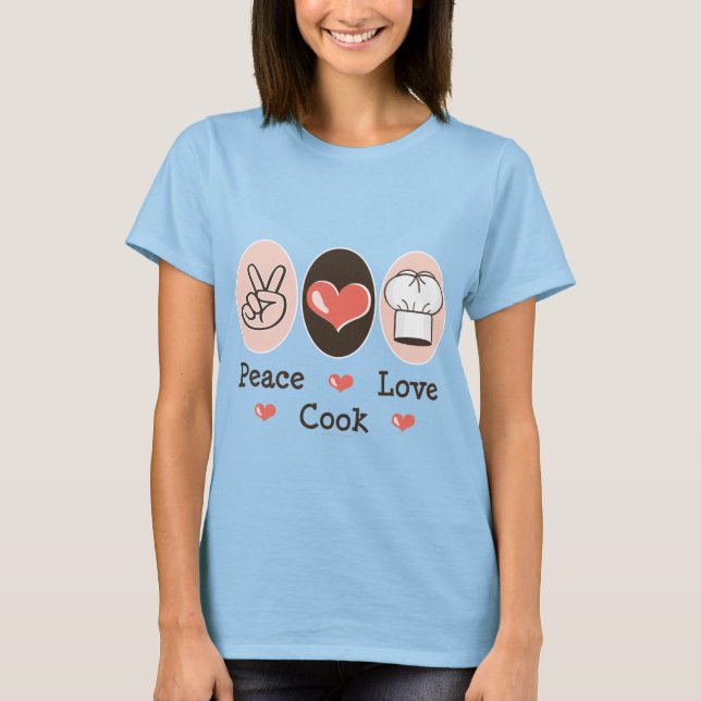 Peace Love Cook Ringer Tee Shirt (Front)