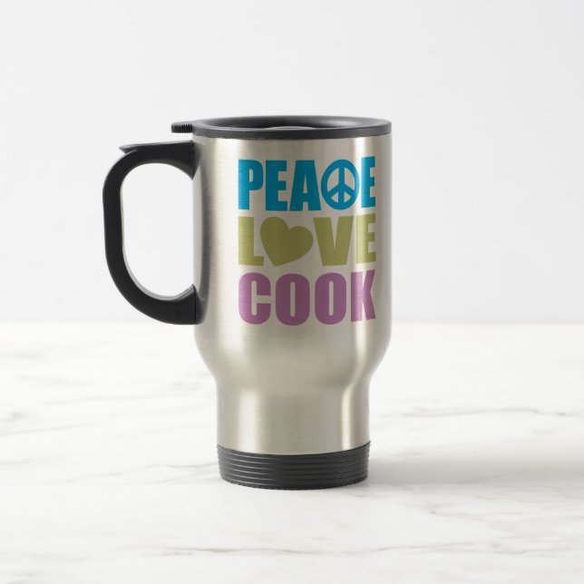 Peace Love Cook Travel Mug (Left)