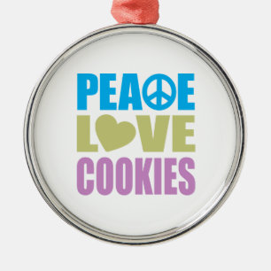 Peace Love Cookies Metal Ornament