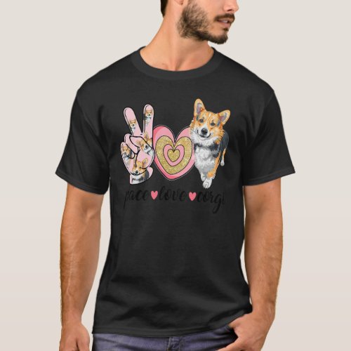 Peace Love Corgi Cute Dog Mom Mothers Day T_Shirt