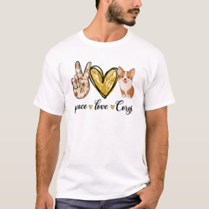 Peace Love Corgi Dog Lover Corgi Dad Mom Mothers F T-Shirt