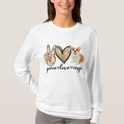 Peace Love Corgi Funny Dog Mom Mothers Day Gift T_Shirt