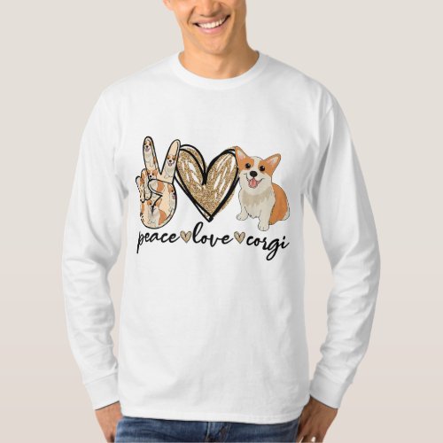 Peace Love Corgi Funny Dog Mom Mothers Day Gift T_Shirt