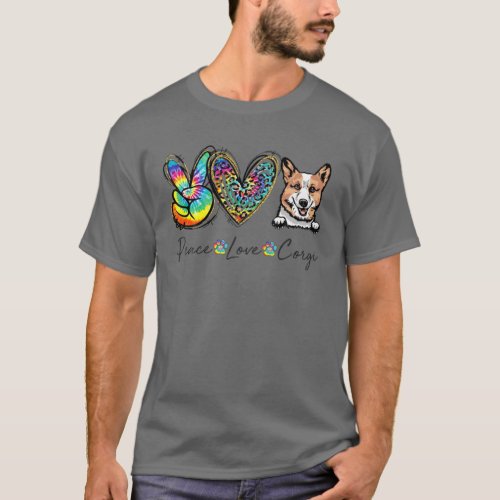 Peace Love Corgi Funny Tie Dye Dog Lovers T_Shirt