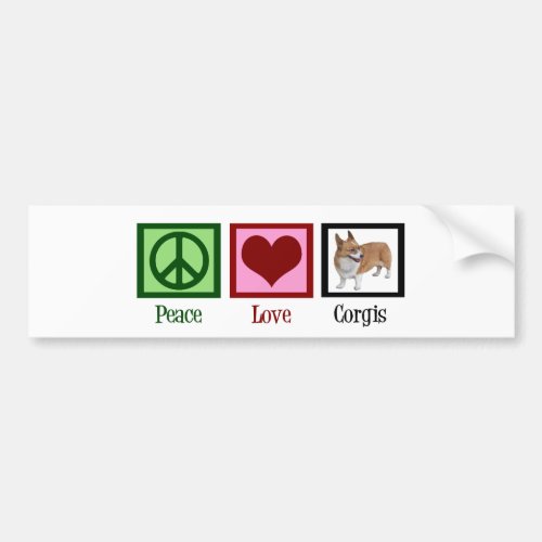 Peace Love Corgi Photograph Bumper Sticker