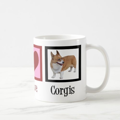 Peace Love Corgi Photograph Coffee Mug