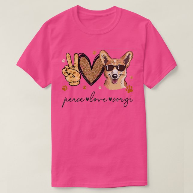 Peace Love Corgi T-Shirt (Design Front)
