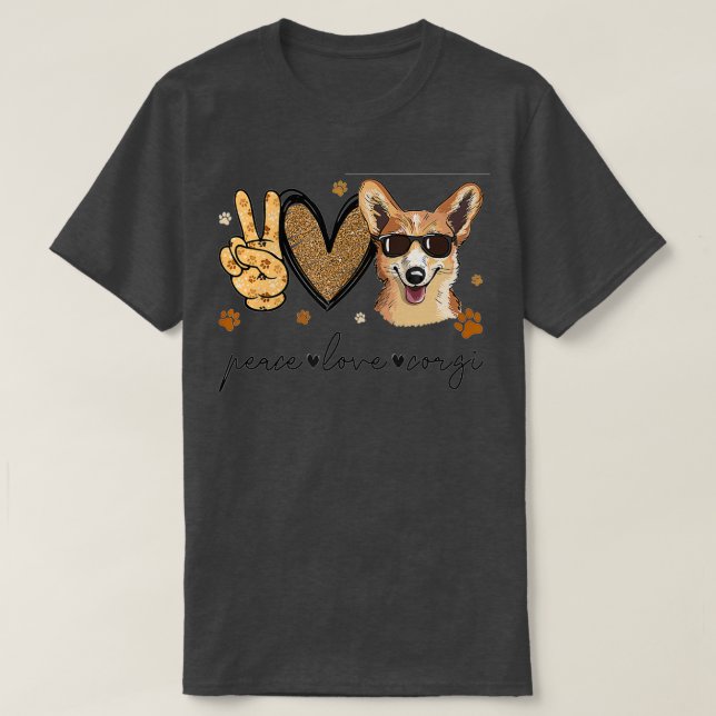 Peace Love Corgi T-Shirt (Design Front)
