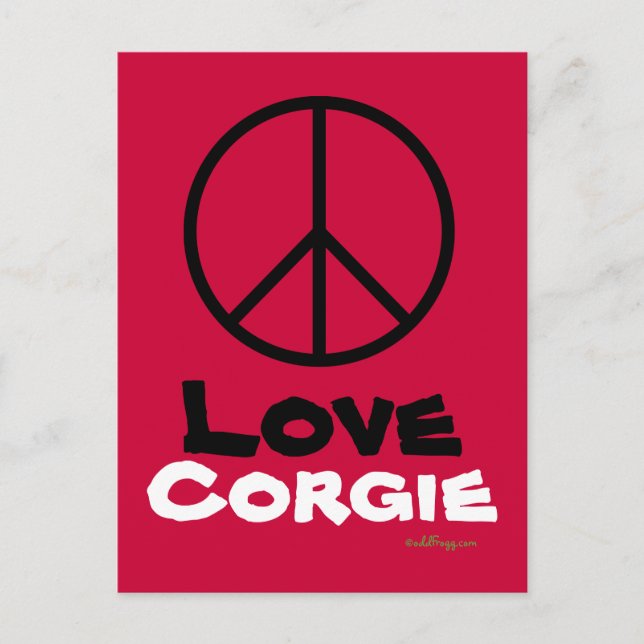 Peace Love Corgie Postcard (Front)