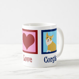 Peace Love Corgis Cute Pembroke Welsh Corgi Coffee Mug