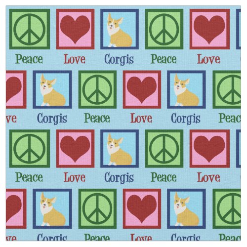 Peace Love Corgis Fabric