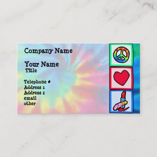 Customizable Peace, Love, Cosmetics Business Card