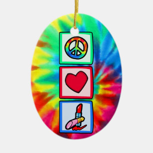 Peace, Love, Cosmetics Ceramic Ornament