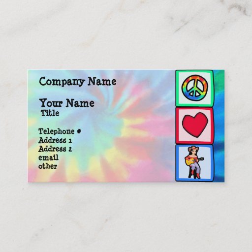 Customizable Peace, Love, Country Music Business Card Templates