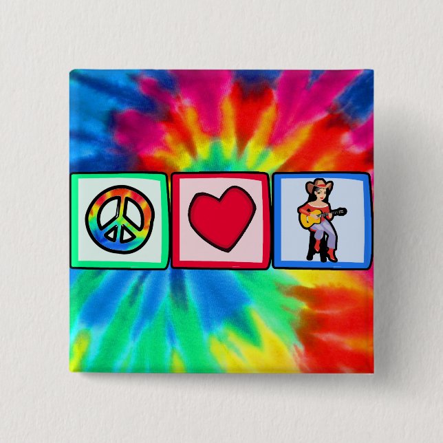 Peace, Love, Country Music Button (Front)