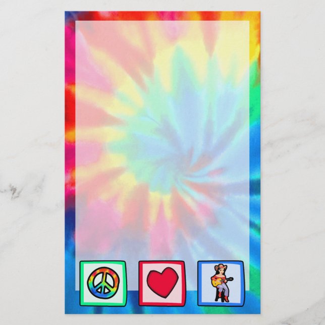 Peace, Love, Country Music Stationery (Front)