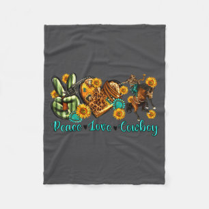 Peace Love Cowboy Western Rodeo Rodeo Life Western Fleece Blanket