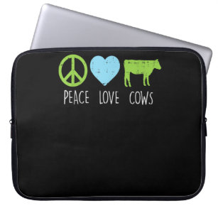 Peace Love Cows Hippie Farming Dairy Farmer Laptop Sleeve