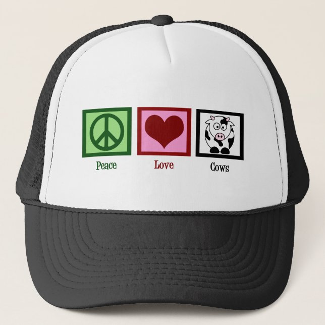 Peace Love Cows Trucker Hat (Front)