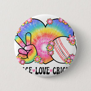 Peace Love Cricket Lover 60s 70s Hippie Outfit Cut Button