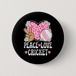 Peace Love Cricket Lover Cow Print Women Girls Cut Button