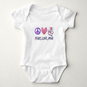 Peace Love CRNA Nurse Baby Bodysuit