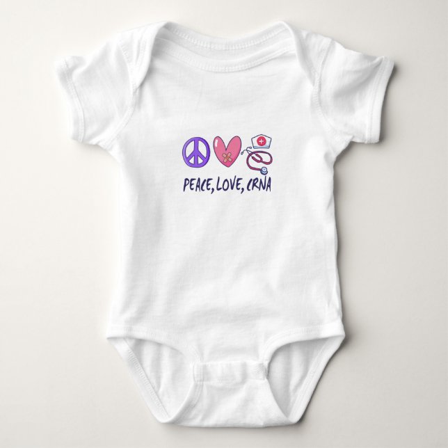 Peace Love CRNA Nurse Baby Bodysuit (Front)