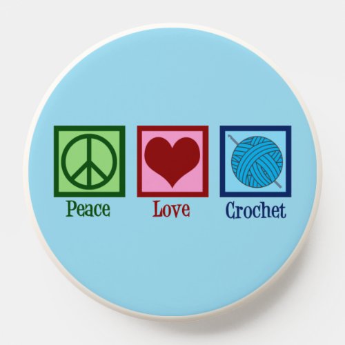 Peace Love Crochet Cute Blue Crocheting PopSocket