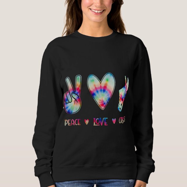 Peace Love Crocs Funny Gift for Family Xmas Pyjama Sweatshirt (Front)