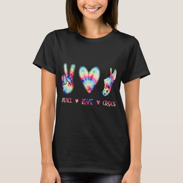 Peace Love Crocs Funny Gift for Family Xmas Pyjama T-Shirt (Front)