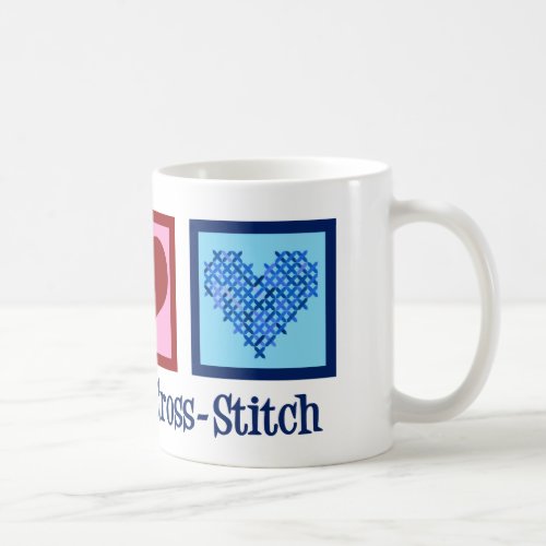Peace Love Cross Stitch Coffee Mug