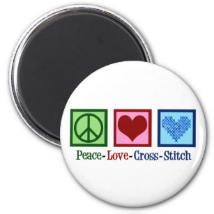 Peace Love Cross Stitch Magnet