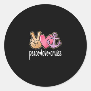 Peace Love Cruise Cute Sea Trip Women Girls Classic Round Sticker