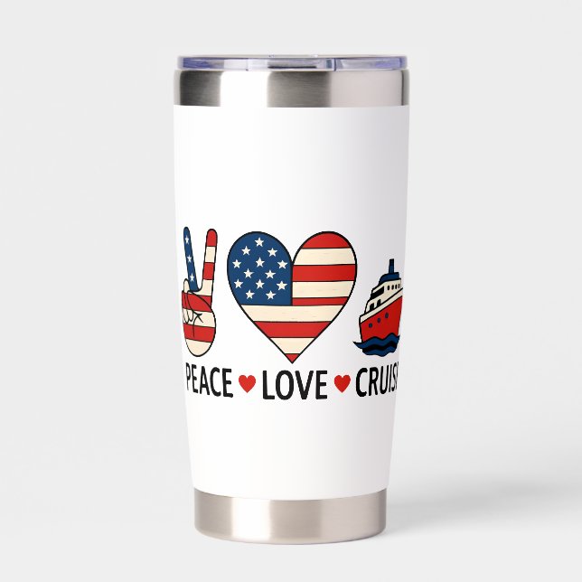 Peace Love Cruise USA Vacation Vibes Insulated Tumbler (Front)